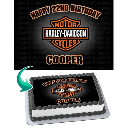 Harley Davidson Motorcycle Birthday Cake Topper, by Inkuten