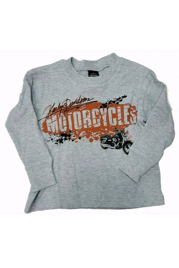 Motorcycles Big Boy Gray Thermal Graphic T-Shirt 12-14