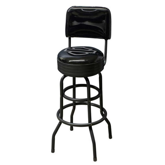 Harley-Davidson Open Bar & Shield Bar Stool w/ Backrest, Steel Frame - Black, Harley Davidson