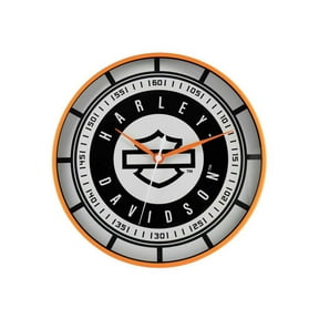 Harley-Davidson Open Bar & Shield Logo Speedometer Metal Clock, Orange, Harley Davidson