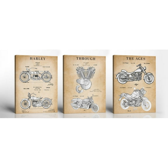 Harley Davidson Patent Canvas Frame, Harley Davidson Gifts for Men, Harley Davidson Gifts for Women, Motorcycle Wall Art, 11x14