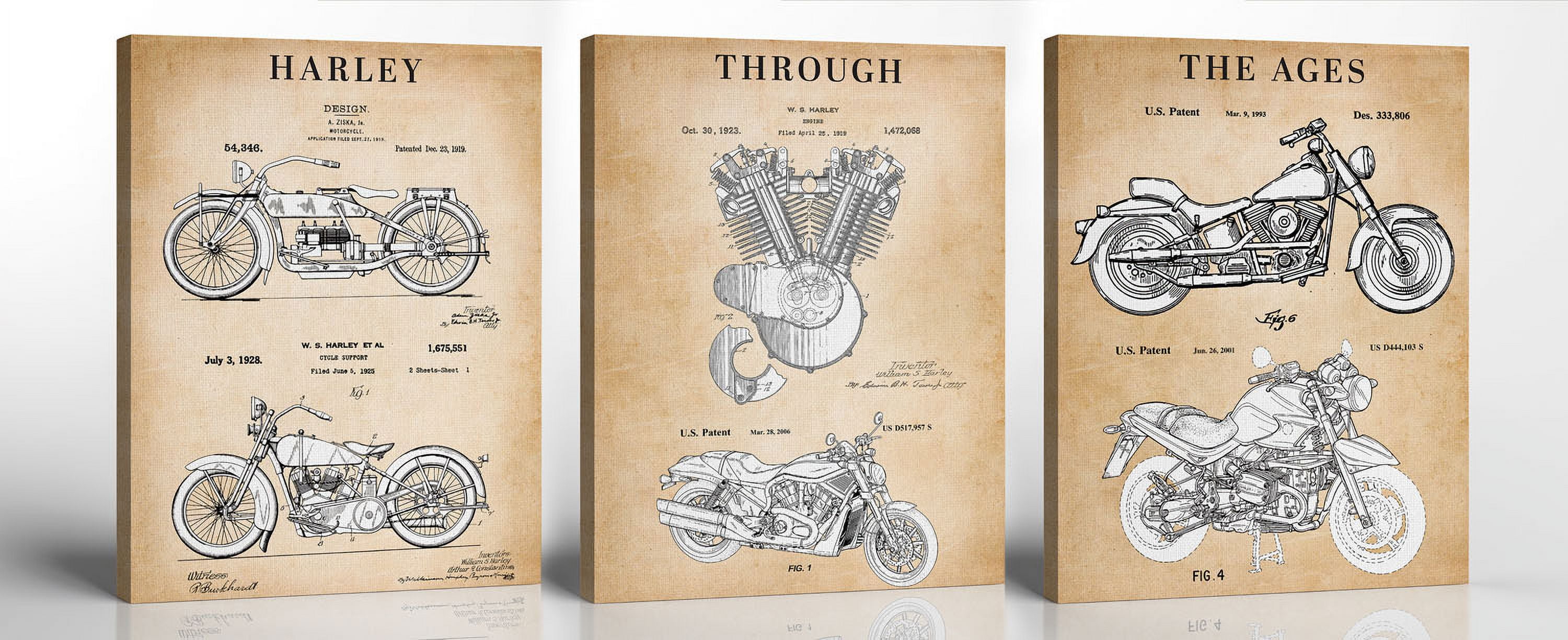 Harley Davidson Patent Canvas Frame, Harley Davidson Gifts for Men, Harley Davidson Gifts for Women, Motorcycle Wall Art, 16x20