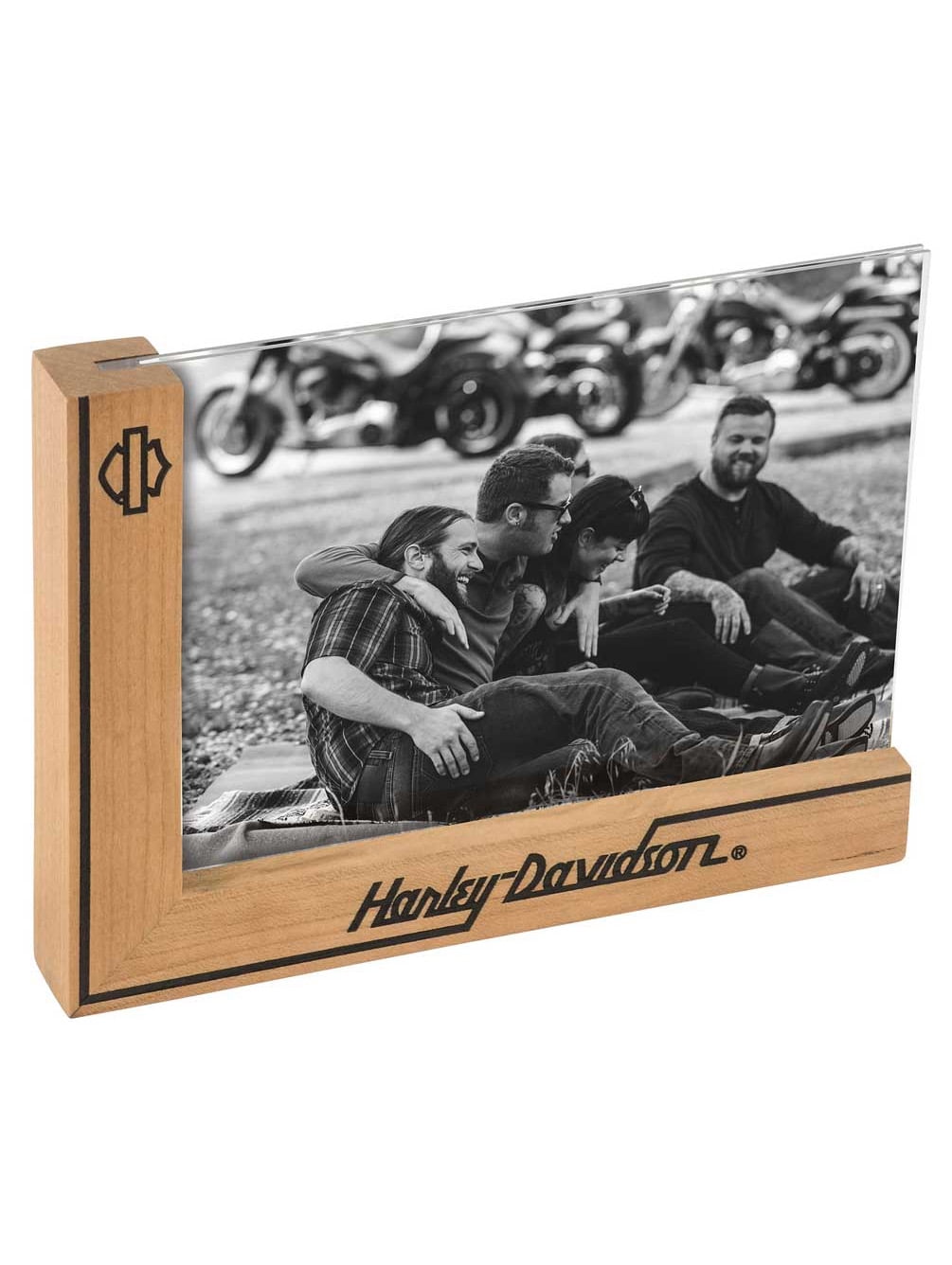 HarleyDavidson Picture Frame, Chopped LShaped Wood, 2Sided Holds 5 x