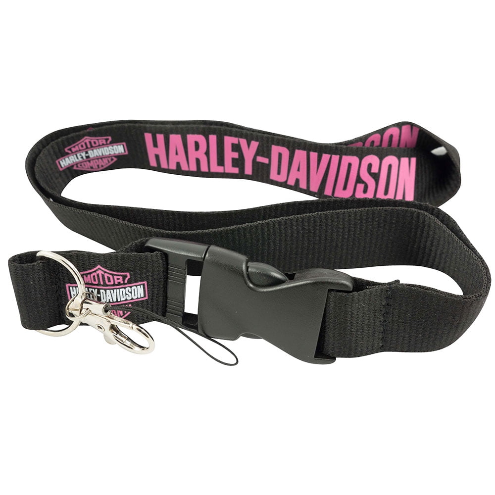 Harley Davidson Pink Black Detachable Buckle Keychain Lanyard