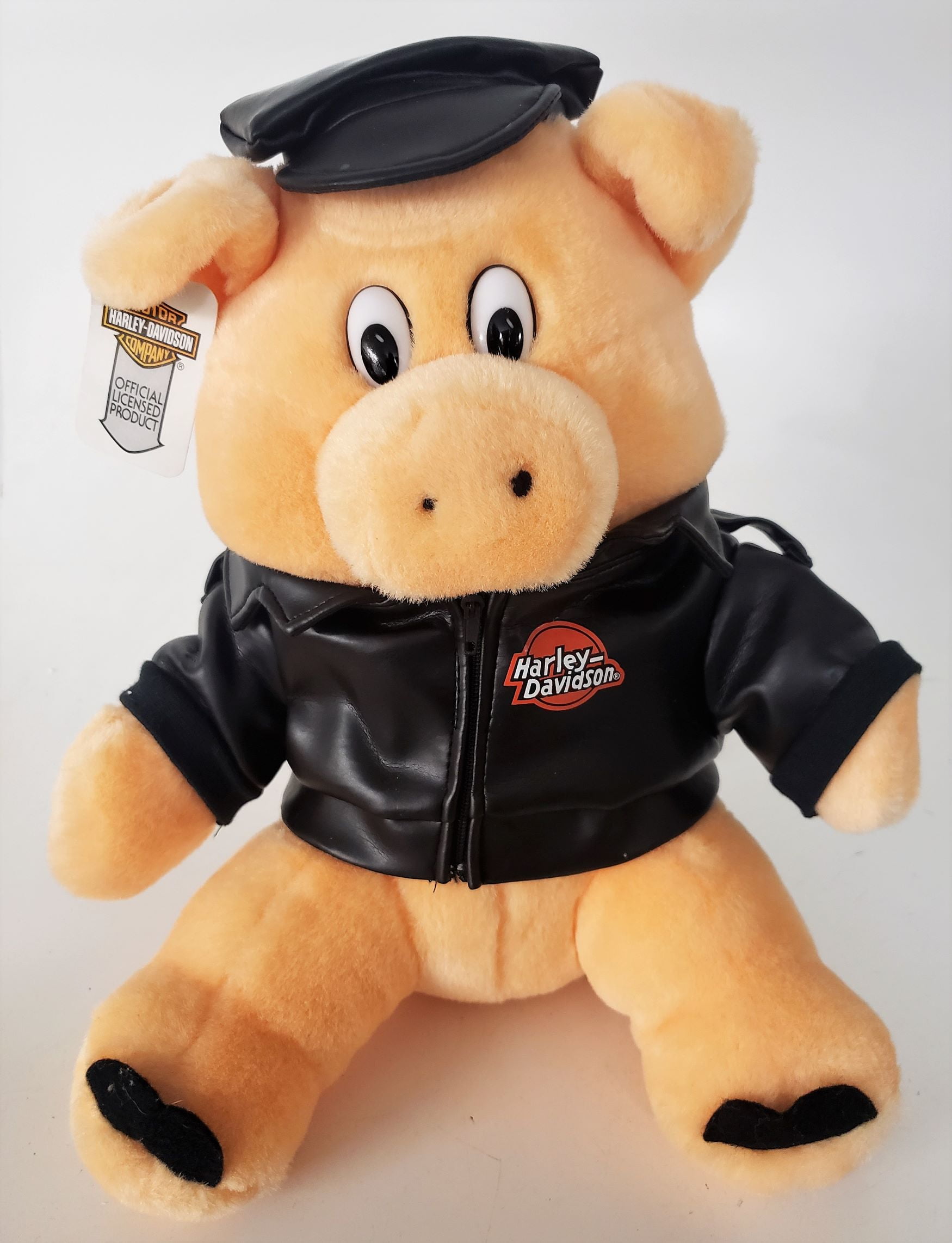 Harley Davidson Plush Hog Pig 1993 13” Faux Leather Hat & Jacket