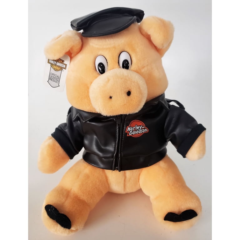 Harley Davidson Plush Hog Pig 1993 13” Faux Leather Hat & Jacket