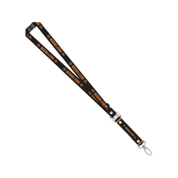 Harley-Davidson Polyester Lanyard, Classic B&S Logo Branding 16.5 in - Black, Harley Davidson