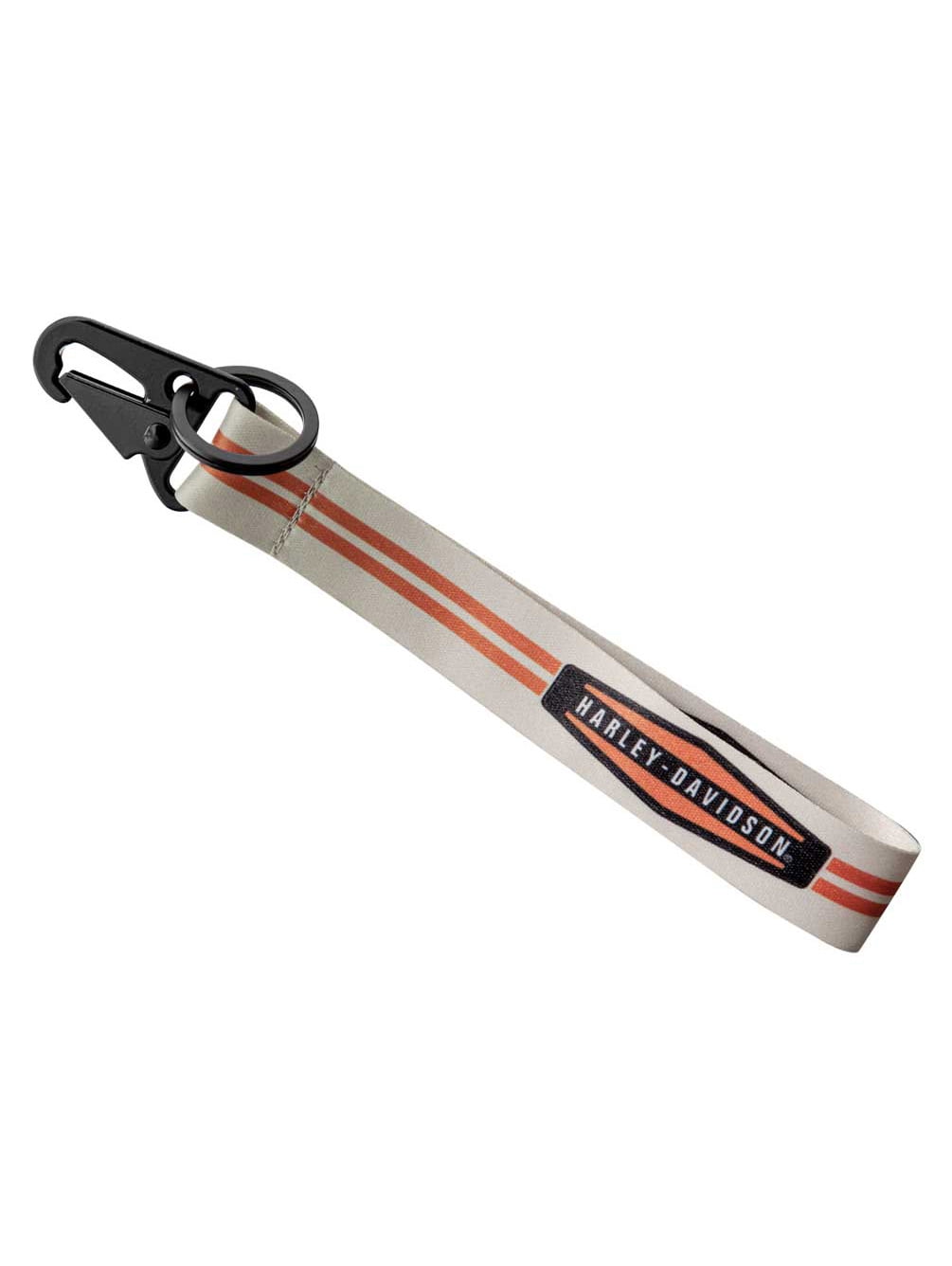 Harley-Davidson Racer H-D Text Striped Wrist Strap Key Chain - White & Orange, Harley Davidson