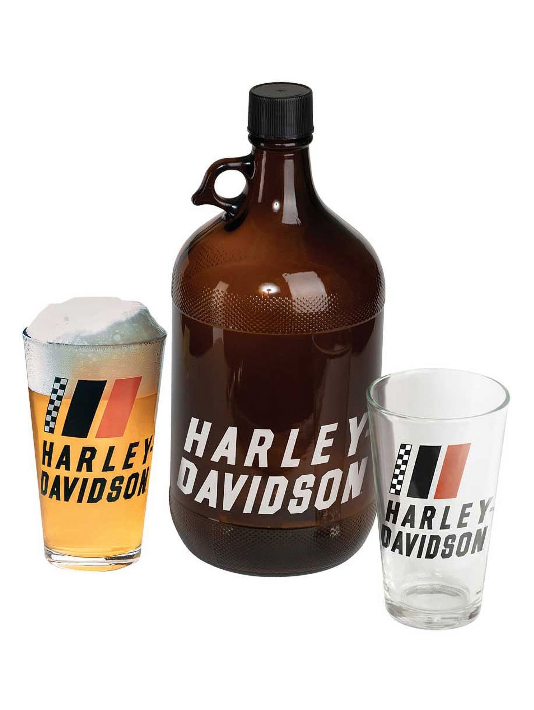 HarleyDavidson Racing Stripe Amber Glass Growler Set, Includes Two