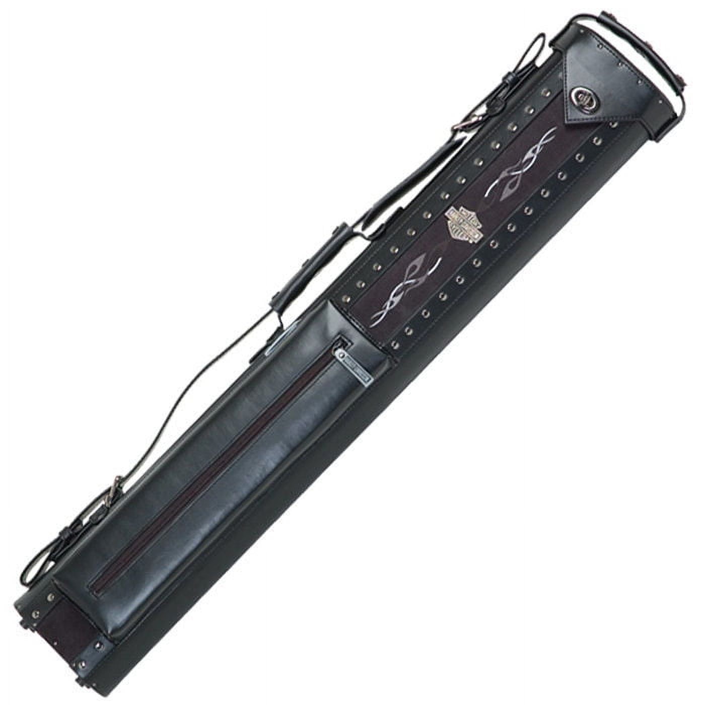 Black Faux Leather Pool Cue Case with Flame Design