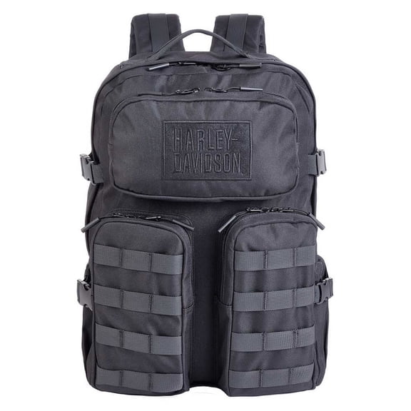 Harley-Davidson Rebel Embroidered Rugged High-Density Polyester Backpack - Black, Harley Davidson