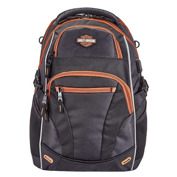 Harley-Davidson Renegade II Hi-Tech External USB Port Backpack - Rust/Black, Harley Davidson