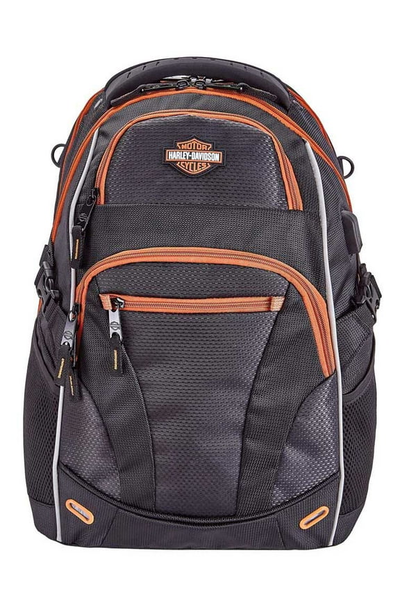 Renegade II Hi-Tech External USB Port Backpack - Rust/Black, Harley Davidson