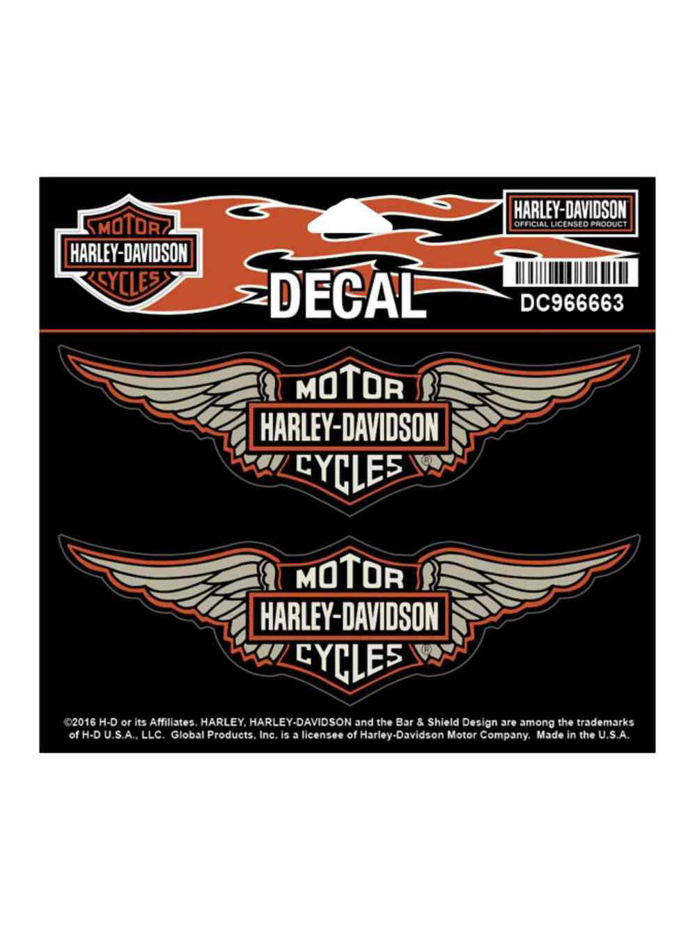 Harley-Davidson Revamped Winged Bar & Shield Decals, MD 5.25 x 1.5 in  DC966663, Harley Davidson