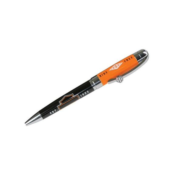 Harley-Davidson Ride Free Black Ink Pen w/ Orange Gift Box - Orange HDL-20115, Harley Davidson