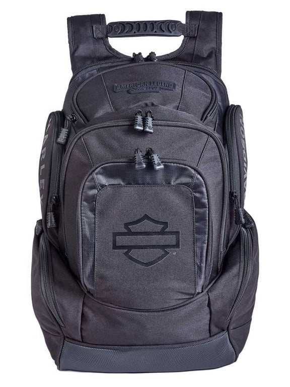 Rubber Bar & Shield Legend Rugged Polyester Backpack - Black, Harley Davidson