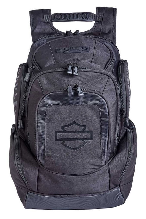 Rubber Bar & Shield Legend Rugged Polyester Backpack - Black, Harley Davidson