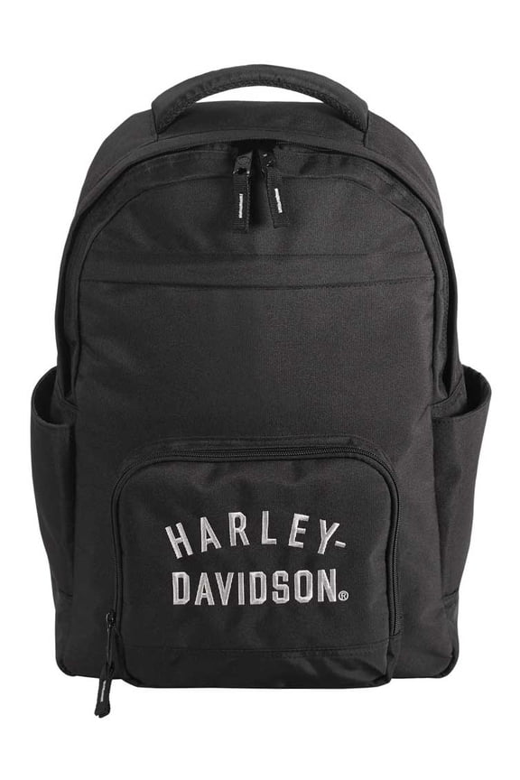 Rugged Twill Water-Resistant Polyester Backpack - Black, Harley Davidson