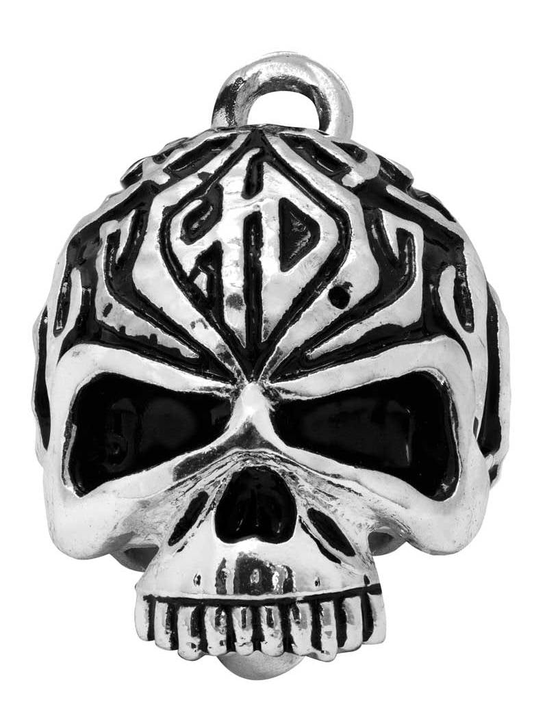Harley-Davidson Sculpted Tribal Skull Ride Bell, Shiny Silver Finish HRB092, Harley Davidson