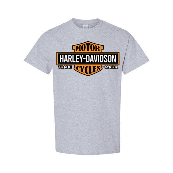 Harley Davidson Shirt, Men's Elongated Orange Bar & Shield T-Shirt