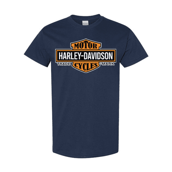Harley Davidson Shirt, Men's Elongated Orange Bar & Shield T-Shirt