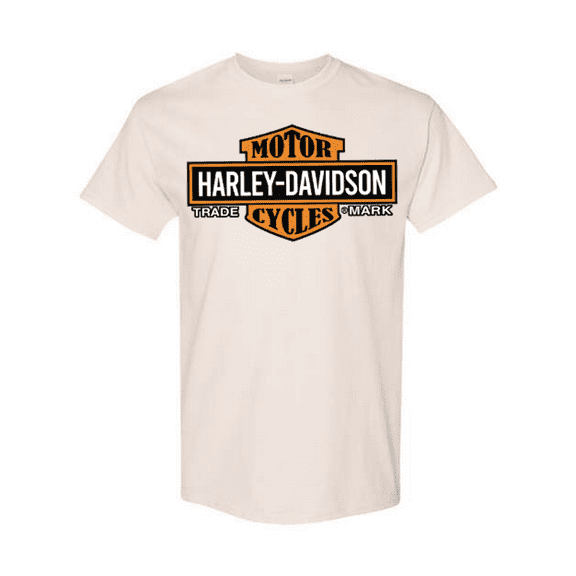 Harley Davidson Shirt, Men's Elongated Orange Bar & Shield T-Shirt