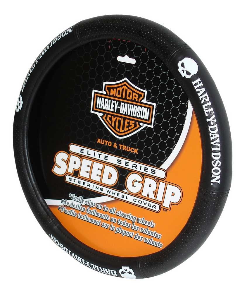 Harley-Davidson Skull Black Speed Grip Style Steering Wheel Cover P6646, Harley Davidson