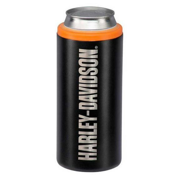 Harley-Davidson Slim Can Cooler, Matte Black Stainless Steel - Hold 12 oz. Cans, Harley Davidson