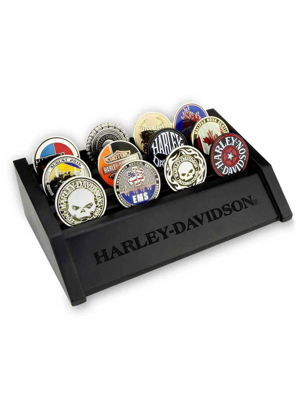 Harley-Davidson Small Wooden Coin Holder Display, Holds 24 Coins, Black 8002688, Harley Davidson