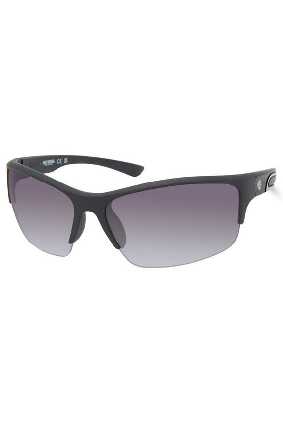 Men's Angular Wrap Sunglasses, Matte Blue Frames & Smoke Lenses, Harley Davidson