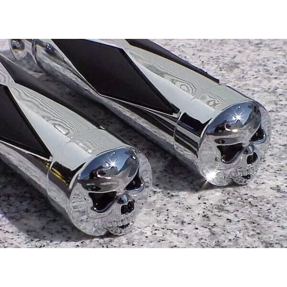 Harley Davidson Sportster Dyna Glide Softail Road King CHROME SKULL HAND GRIPS