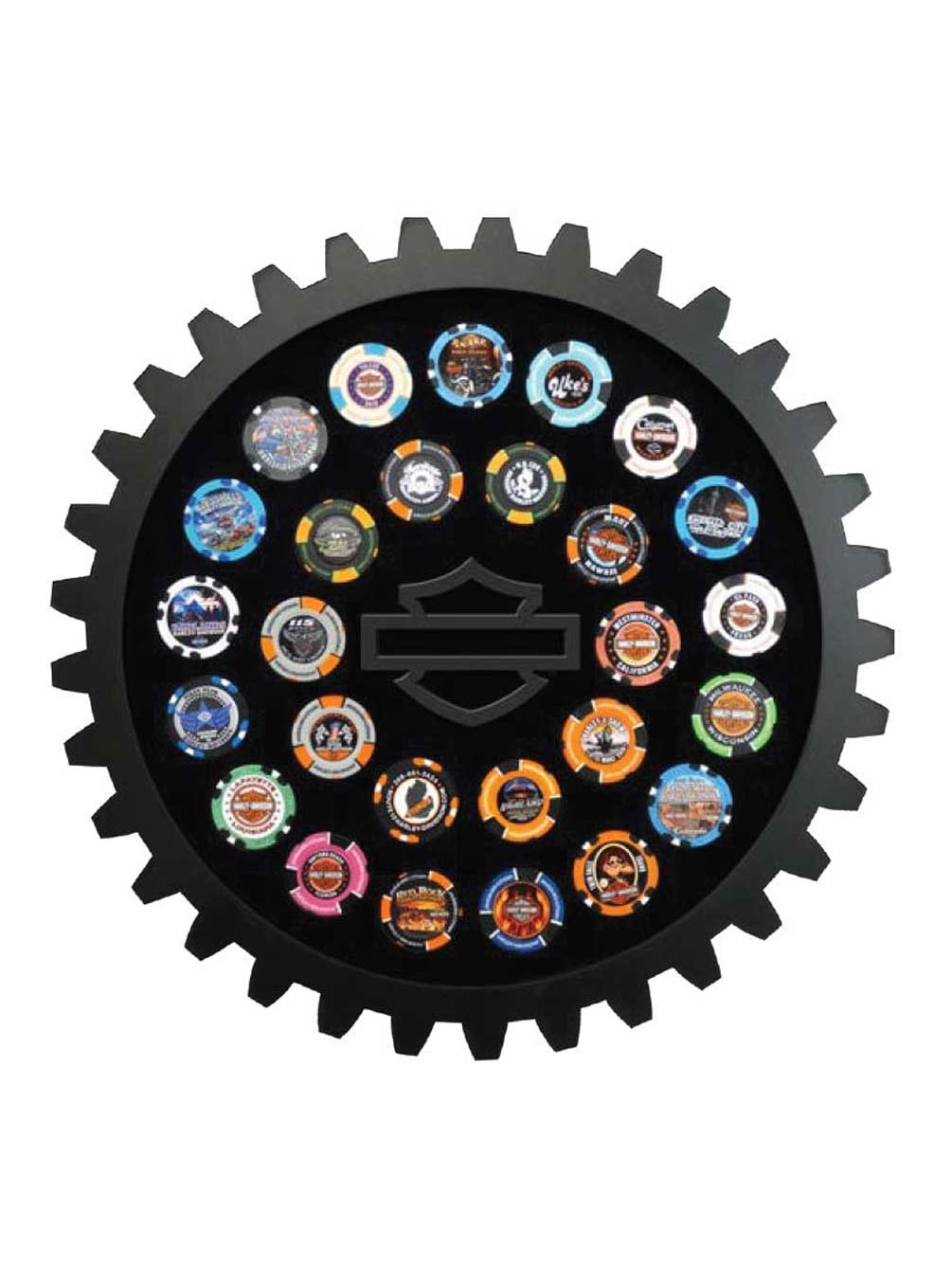 HarleyDavidson Sprocket Bar & Shield Logo Poker Chip Frame Holds 26