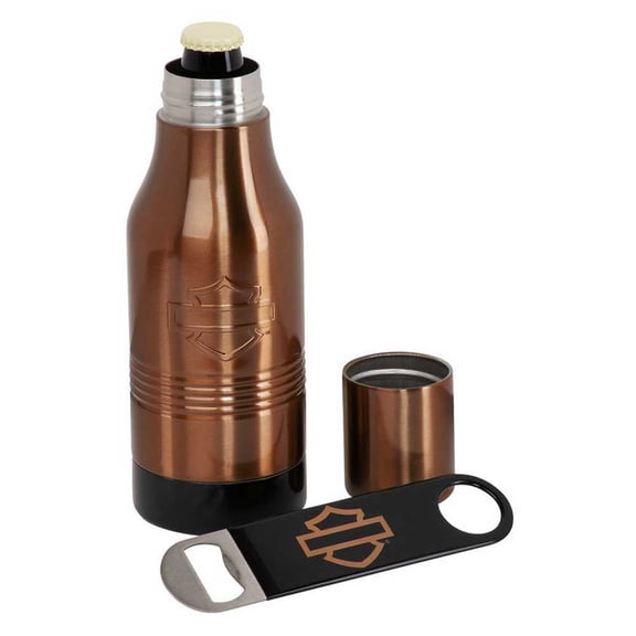 Harley-Davidson Stainless Steel Insulated Bottle Cooler & Bar & Shield Opener, Harley Davidson