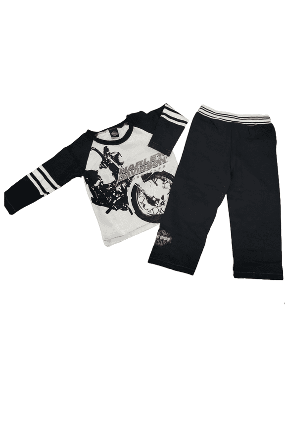 Toddler Boys Motorcycle Fleece Shirt & Sweat Pants Outfit 2T