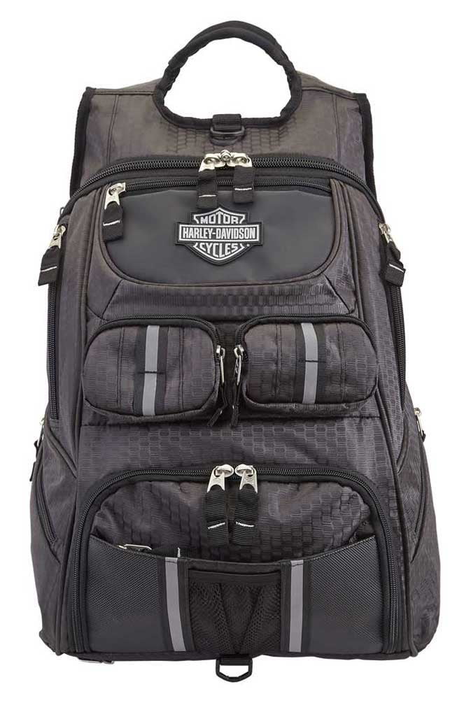 Harley-Davidson Tough Terrain Backpack w/ Helmet Holder - Honeycomb Black  99313, Harley Davidson 