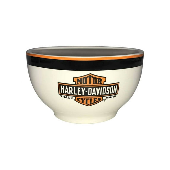 Harley-Davidson Trademark Bar & Shield Ceramic Bowl, 6 inch White HD-TML-1445, Harley Davidson