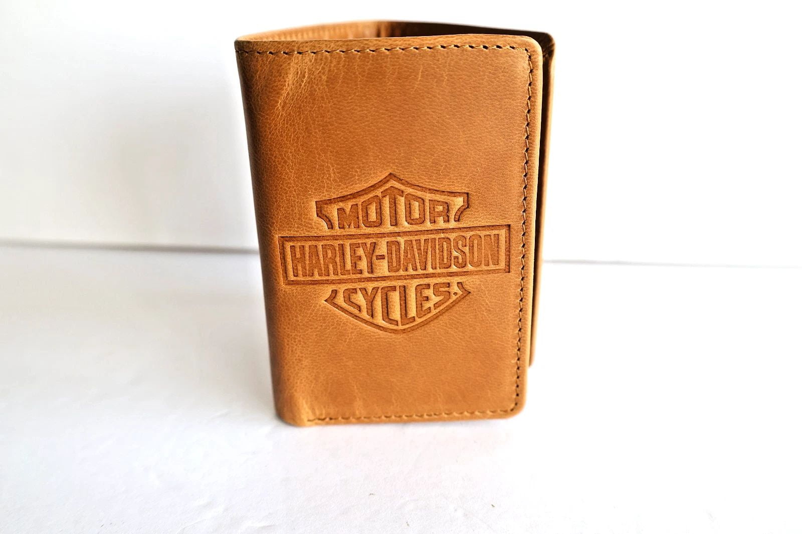 Harley Davidson Tri fold Leather Wallet Brown Brand New In Gift