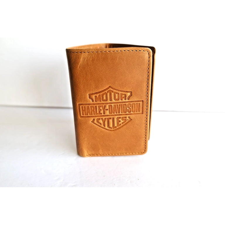 は*ん様 HARLEY-DAVIDSON 三つ折り財布 レザー ヴィンテージ ビ Harley Davidson Tri fold Leather Wallet Brown Brand New In Gift