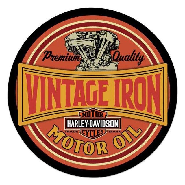 HarleyDavidson Vintage Iron Bar & Shield Embossed Tin Sign, 14 inch