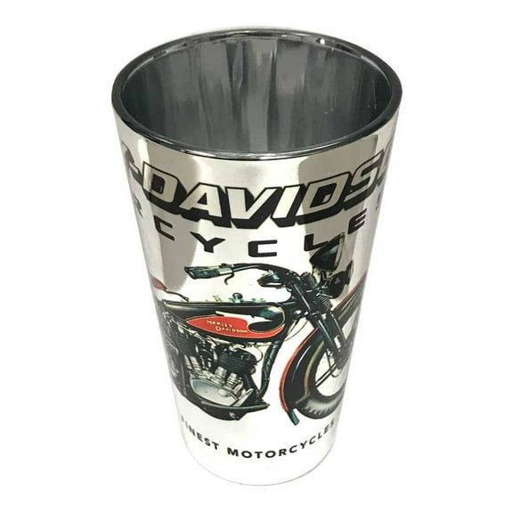 Harley-Davidson Vintage Motorcycle Pint Glass - Silver, 16 oz. 3PT4900EP, Harley Davidson