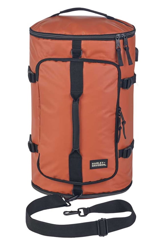 Water-Resistant Travel Hybrid Duffel Bag/Backpack - Vintage Rust, Harley Davidson