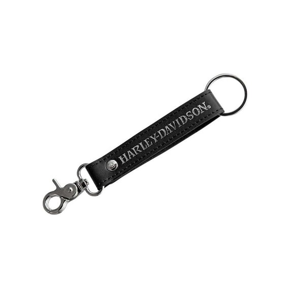 Harley-Davidson Willie G Skull Logo H-D Text Vinyl Strap Key Chain - Black, Harley Davidson