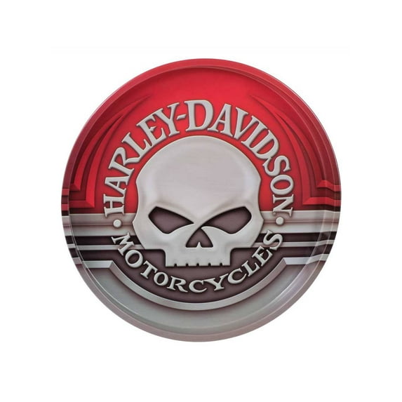 Harley-Davidson Willie G Skull Tin Serving Tray, 12 Inch, Vibrant Red HDL-18561, Harley Davidson