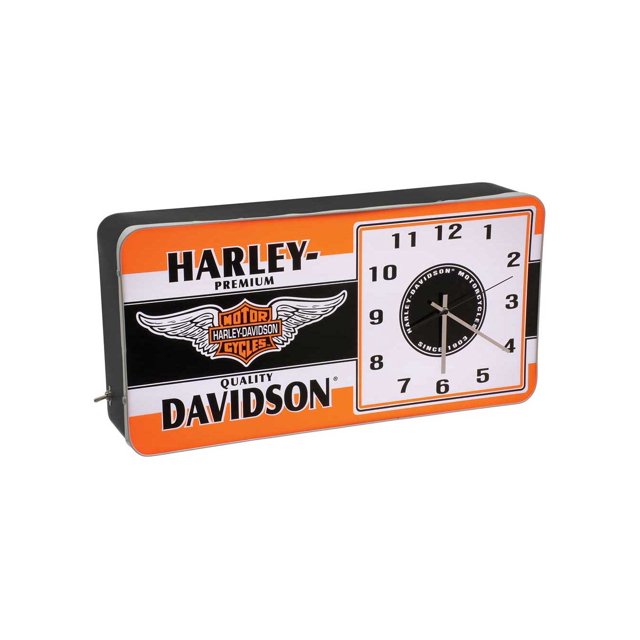 HarleyDavidson Winged Bar & Shield LED Vintage Ad Metal Clock HDL