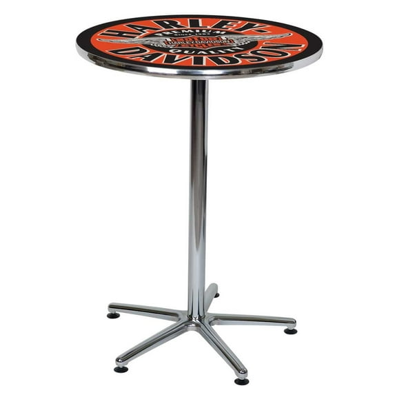 Harley-Davidson Winged Bar & Shield Round Cafe Table - Black & Orange HDL-12328, Harley Davidson