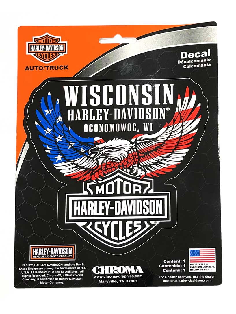 Harley-Davidson Wisconsin Harley Custom Dealer Decal, RWB Up-Winged ...