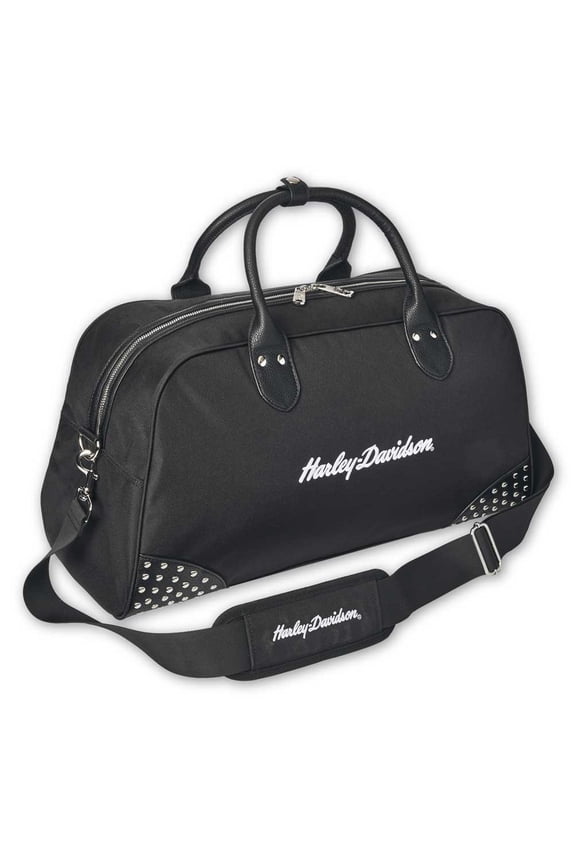 Women's 3D H-D Script Studded Duffel Bag, Moonshadow Black, Harley Davidson