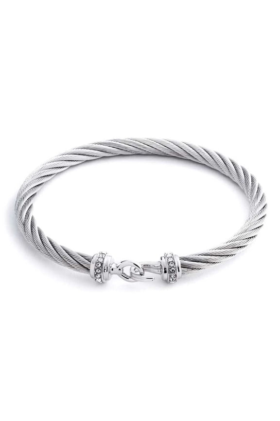 Women's 7.5 inch Cable Wire Chain Hook Bracelet - Silver Plating, Harley Davidson