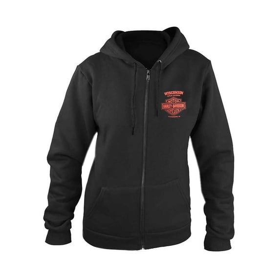 Harley-Davidson Women's American Angel Zip-Up Poly-Blend Hoodie - Black (2XL), Harley Davidson