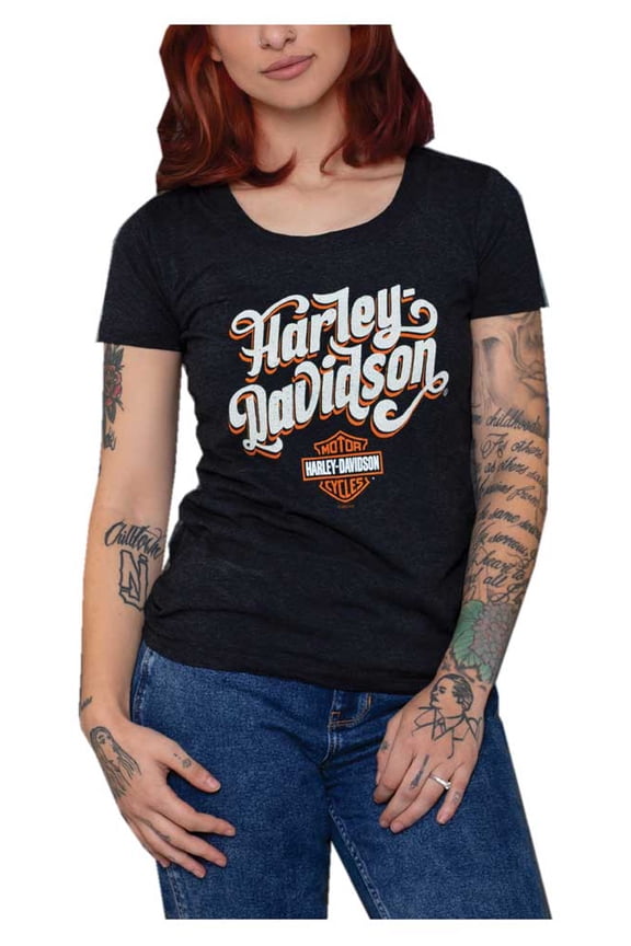 Women's Arcane Short Sleeve Scoop Neck T-Shirt - Black (M), Harley Davidson